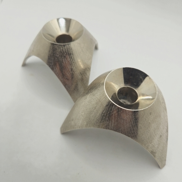 AS Solingen Germany MCM Candleholders Brushed Chrome Steel Tripod Design - Picture 3 of 6